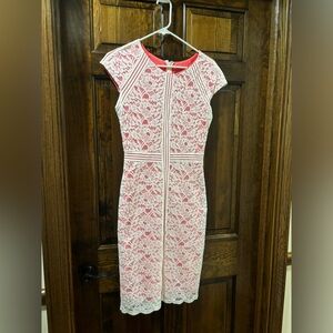 White lace with peach/pink underlay color